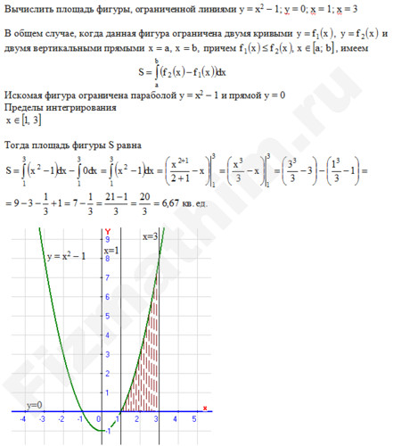 Площадь фигуры ограниченной линиями решение пример 35