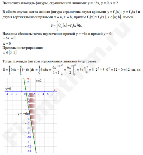 Площадь фигуры ограниченной линиями решение пример 31