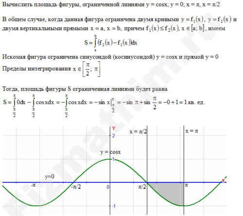 Площадь фигуры ограниченной линиями решение пример 34