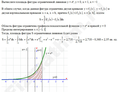 Площадь фигуры ограниченной линиями решение пример 29