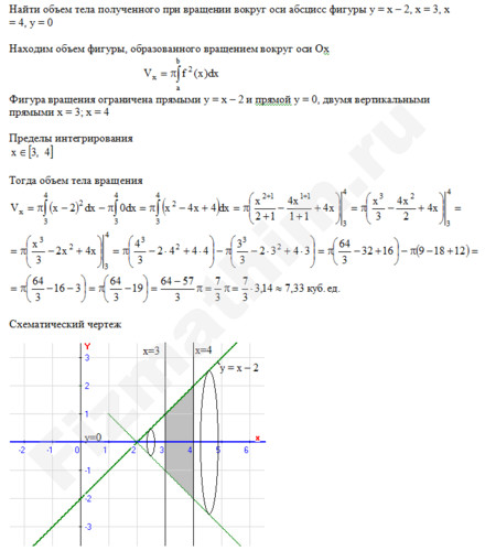 Вычислить объем тела образованного вращением решение пример 6