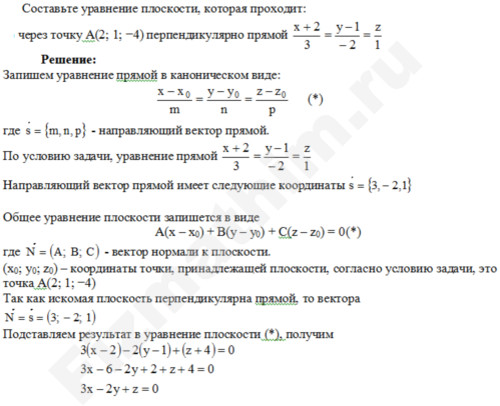Составить уравнение плоскости решение пример 5